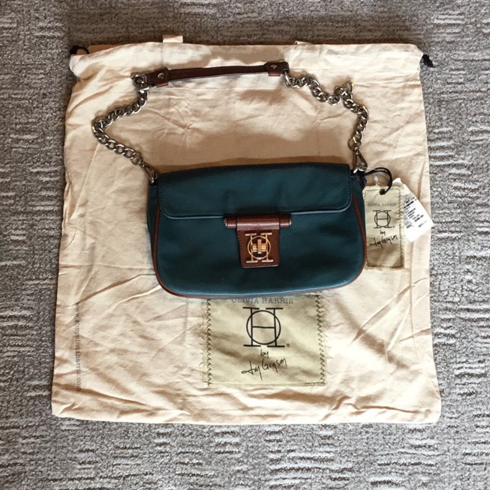 Olivia Harris Teal Leather Handbag